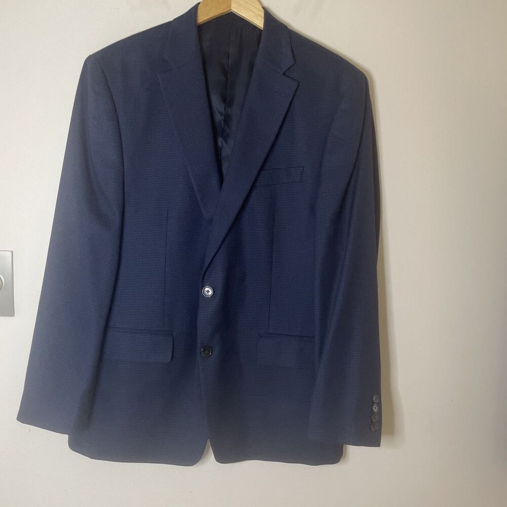 Lauren Ralph Lauren men’s Suit Blazer Navy Blue Houndstooth Pattern 42R